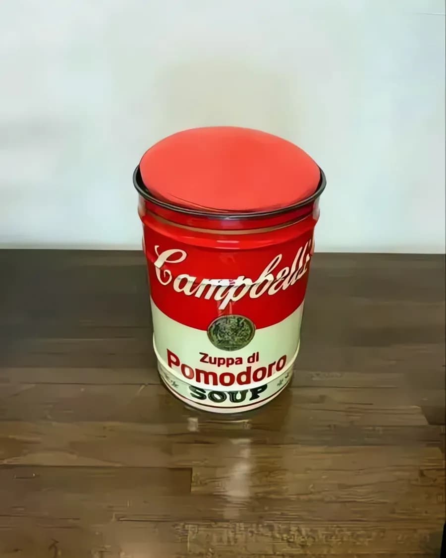 Pop-Art Campbell's Suppendosen Hocker im Stil von Dino Gavina