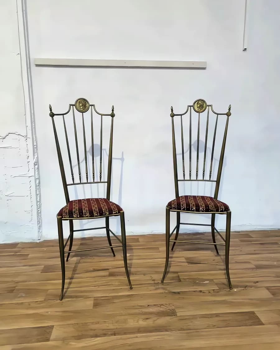 Italienische Vintage Chiavari Messingstühle, 1950er, 2er-Set