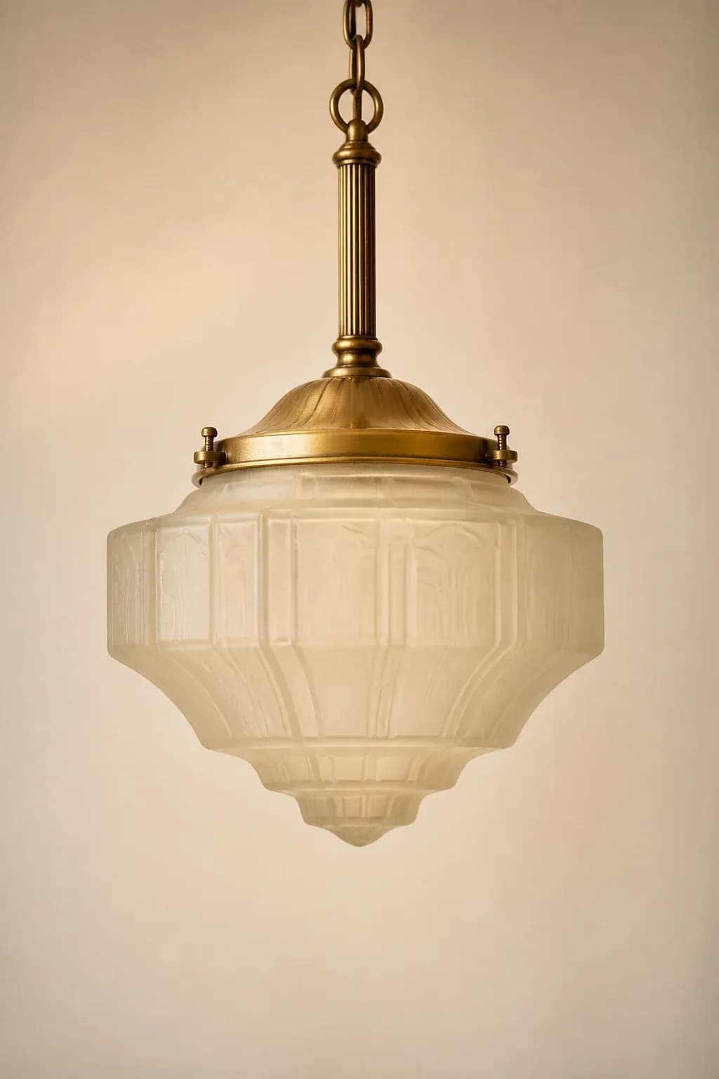 Art Deco Brass & Glass Pendant — main