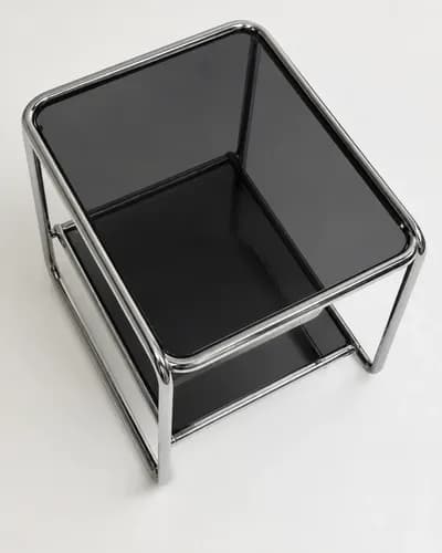 Bauhaus Chrome & Glass Side Table — detail